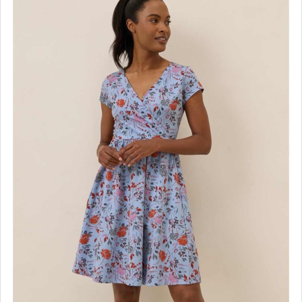 Pact Blue and Red Floral Mini Dress